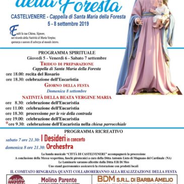 Castelvenere (Bn) tutto pronto per i Festeggiamenti in onore della Madonna della Foresta