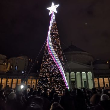 Napoli, acceso l’albero in piazza del Plebiscito