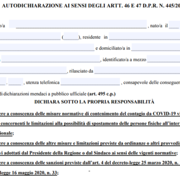 Zona rossa: scarica qui il modello di autocertificazione aggiornato